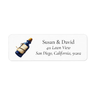 Vintage Bottle Illustration Nautical Coastal Return Address Label