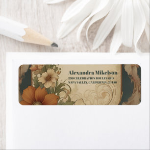 Vintage Bougainvillea Art Nouveau Bridal Shower Return Address Label