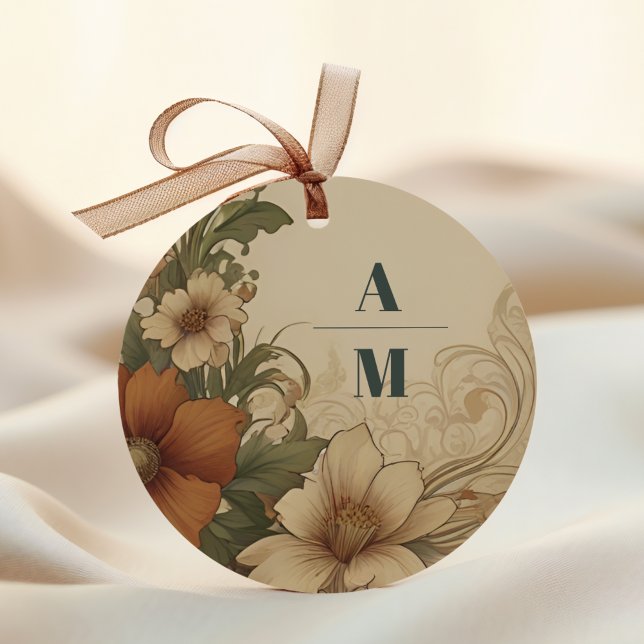 Vintage Bougainvillea  Art Nouveau Wedding Classic Round Sticker (Creator Uploaded)