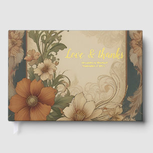 Vintage Bougainvillea Art Nouveau Wedding Guest Book