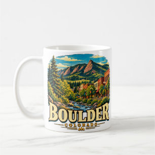 Vintage Boulder Colorado Travel Art Landmark Coffee Mug
