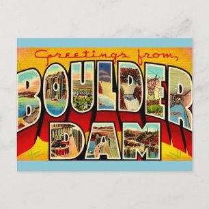 Vintage Boulder Dam Greeting Postcard