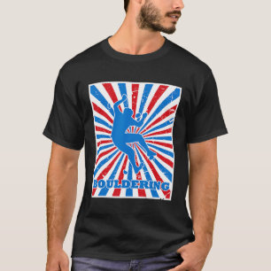 Vintage Bouldering Climber Red White Blue Stripes T-Shirt