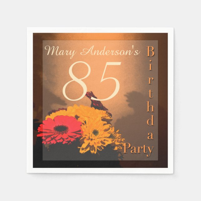 Vintage Bouquet 85th Birthday Paper Napkin (Front)