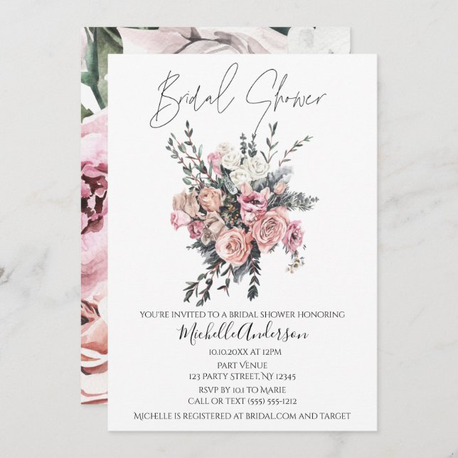 Vintage Bouquet Bridal Shower Invitation (Front/Back)