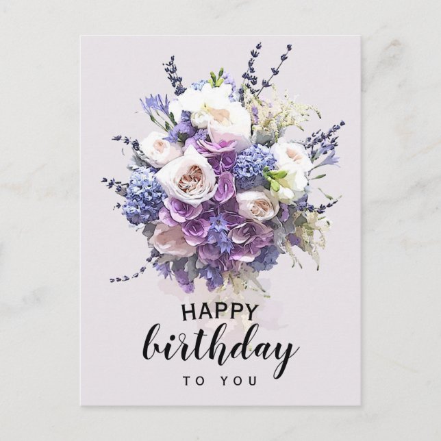 Vintage Bouquet | Customised Birthday Calligraphy Postcard (Front)