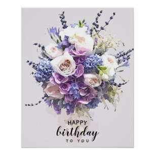 Vintage Bouquet   Customised Birthday Calligraphy Poster