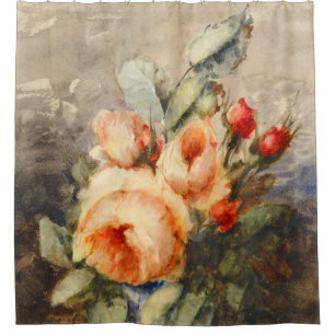 Vintage Bouquet of roses in a vase Shower Curtain