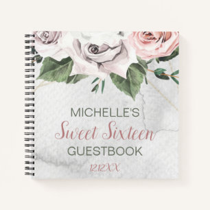 Vintage Bouquet Rose Sweet Sixteen Guest Book