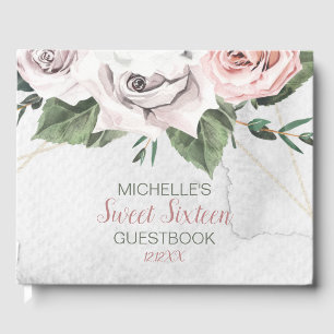 Vintage Bouquet Rose Sweet Sixteen Guest Book
