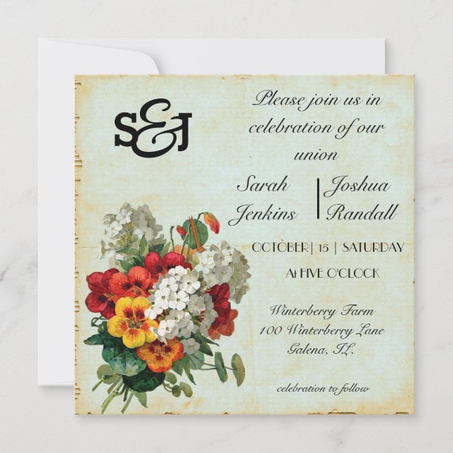 Vintage Bouquet Wildflower Invitation (Front)