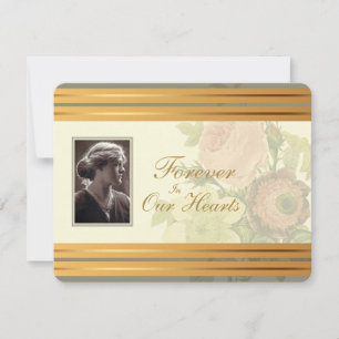 Vintage Bouquet with Photo frame Memorial Service Announcement