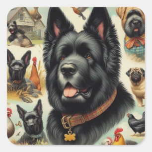 Vintage Bouvier des Flandres Seamless Square Sticker