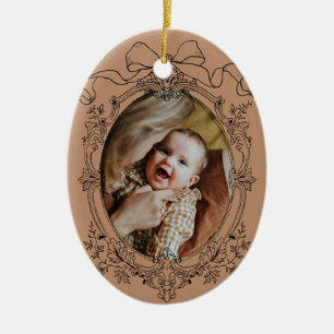 Vintage Bow Frame Photo Christmas Ornament