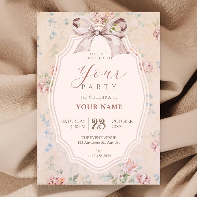 Vintage bow invitation (Creator Uploaded)