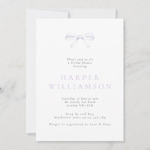 Vintage Bow Lilac Bridal Shower Invitation