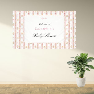 Vintage Bow Pink Floral Baby Shower Welcome Sign