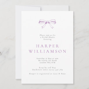 Vintage Bow Purple Bridal Shower Invitation