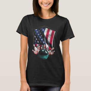 Vintage Bowling American Usa Flag 4th July Bowling T-Shirt
