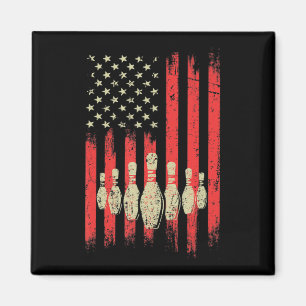 Vintage Bowling American USA Flag Bowling Magnet