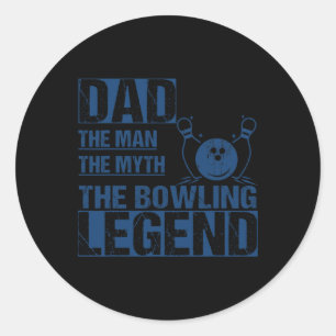 Vintage Bowling Dad Classic Round Sticker