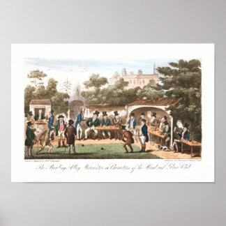 Vintage Bowling Print Early Caricatures Poster