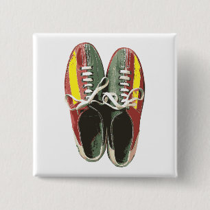 Vintage Bowling Shoes Retro Bowling Shoe 15 Cm Square Badge