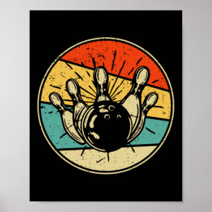 Vintage Bowling Strikes Retro Lovers Ll Art Bowler Poster
