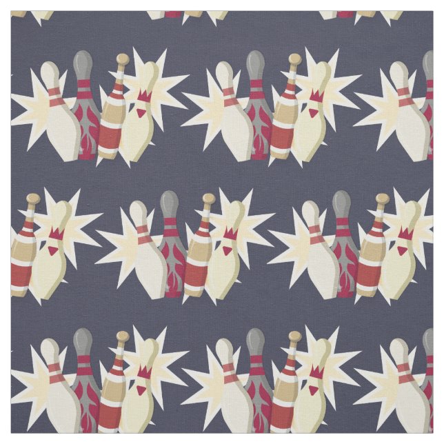 Vintage Bowling Themed Fabric (Swatch)