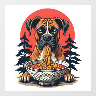 Vintage Boxer Dog Eating Ramen Japanese Sunset Ill