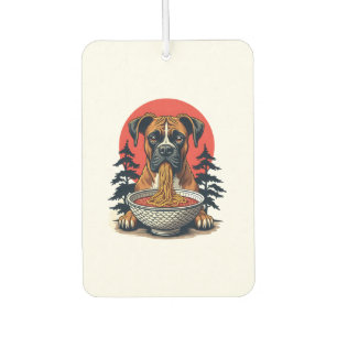 Vintage Boxer Dog Eating Ramen Japanese Sunset Ill Car Air Freshener