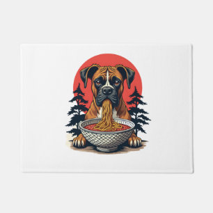 Vintage Boxer Dog Eating Ramen Japanese Sunset Ill Doormat