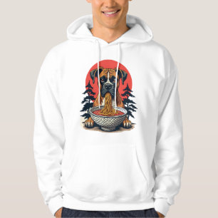 Vintage Boxer Dog Eating Ramen Japanese Sunset Ill Hoodie