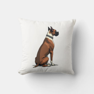 Vintage Boxer Dog From Behind Illustration Brown W Cushion