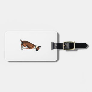 Vintage Boxer Dog From Behind Illustration Brown W Luggage Tag