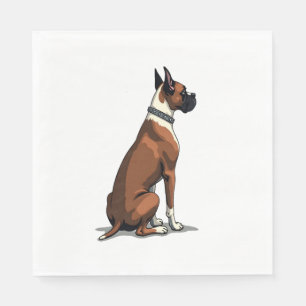 Vintage Boxer Dog From Behind Illustration Brown W Napkin