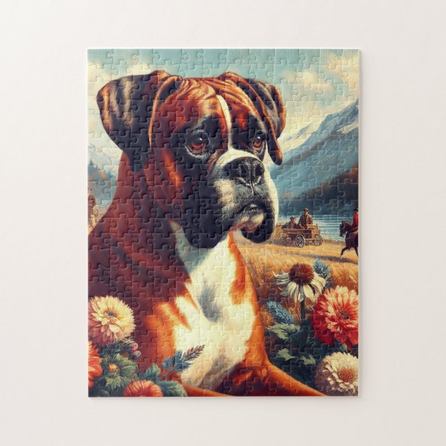 Vintage Boxer Dog Painting Jigsaw Puzzle (Vertical)