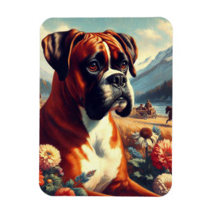 Vintage Boxer Dog Painting Magnet