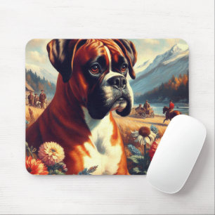 Vintage Boxer Dog Painting Mouse Pad