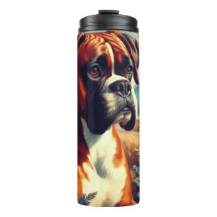 Vintage Boxer Dog Painting Thermal Tumbler
