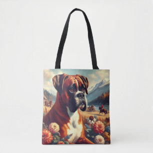 Vintage Boxer Dog Painting Tote Bag