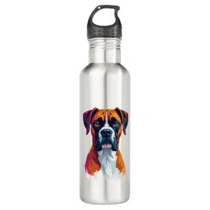 Vintage Boxer Dog Portrait Color Splash Pop Art Il 710 Ml Water Bottle