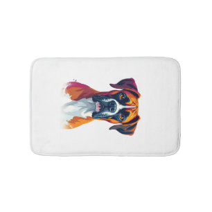Vintage Boxer Dog Portrait Colour Splash Pop Art I Bath Mat