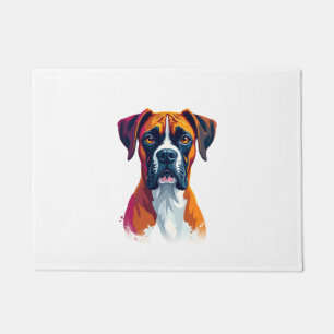 Vintage Boxer Dog Portrait Colour Splash Pop Art I Doormat