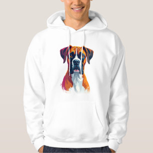 Vintage Boxer Dog Portrait Colour Splash Pop Art I Hoodie