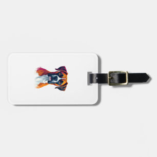 Vintage Boxer Dog Portrait Colour Splash Pop Art I Luggage Tag