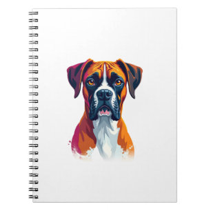 Vintage Boxer Dog Portrait Colour Splash Pop Art I Notebook