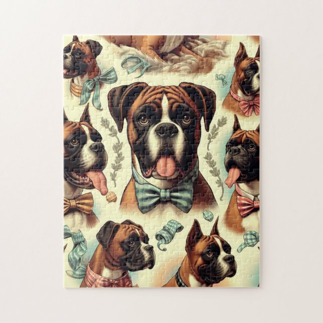 Vintage Boxer Dog Seamless Jigsaw Puzzle (Vertical)