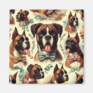 Vintage Boxer Dog Seamless Magnet