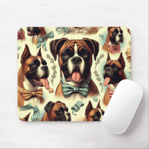 Vintage Boxer Dog Seamless Mouse Pad
